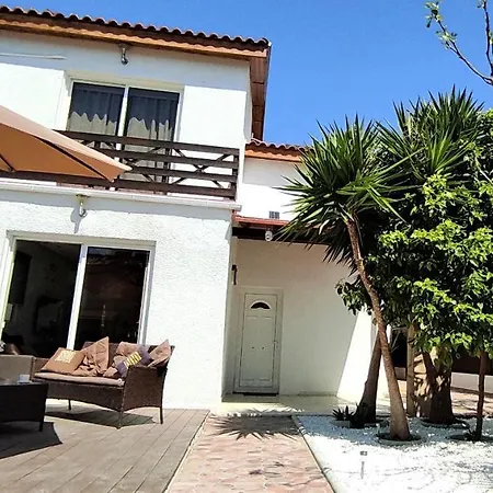 Beach And Pool With Deck, Outdoor Furniture And Stone Bbq Villa Oroklini