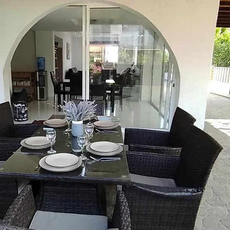 Beach And Pool With Deck, Outdoor Furniture And Stone Bbq Villa Oroklini